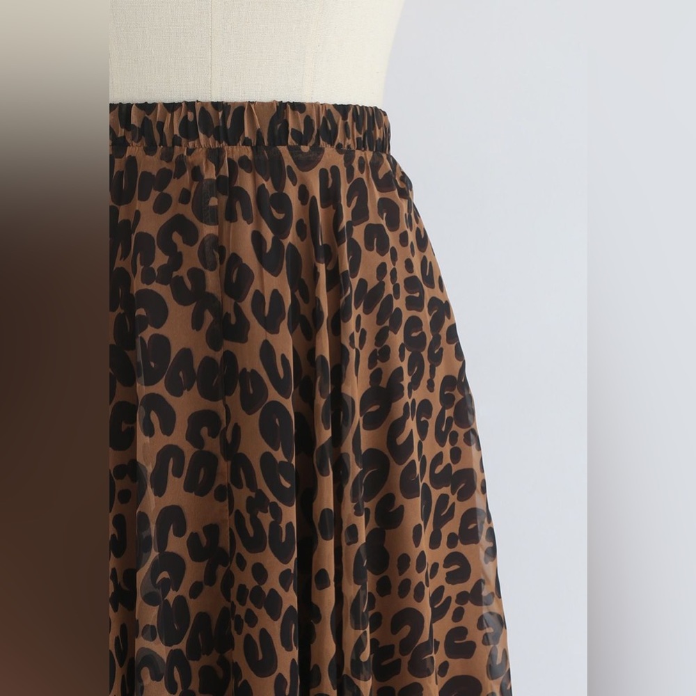 Leopard Watercolor Maxi Skirt in Brown